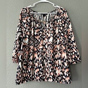 B DESIGN Woman’s XL Multi-Colored Crew Neck Half Sleeve Blouse Top Plus Size